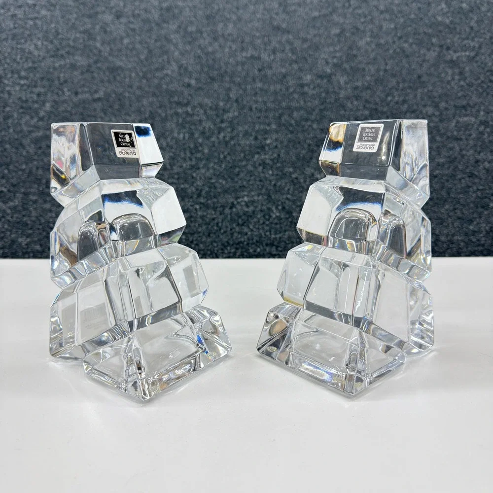 Miller Rogaska Crystal Legacy Bookends Handmade Slovenia 5.5 Inch Pair 5709-2022